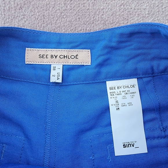 See by Chloe blue linen blend shorts - Picture 5 of 9